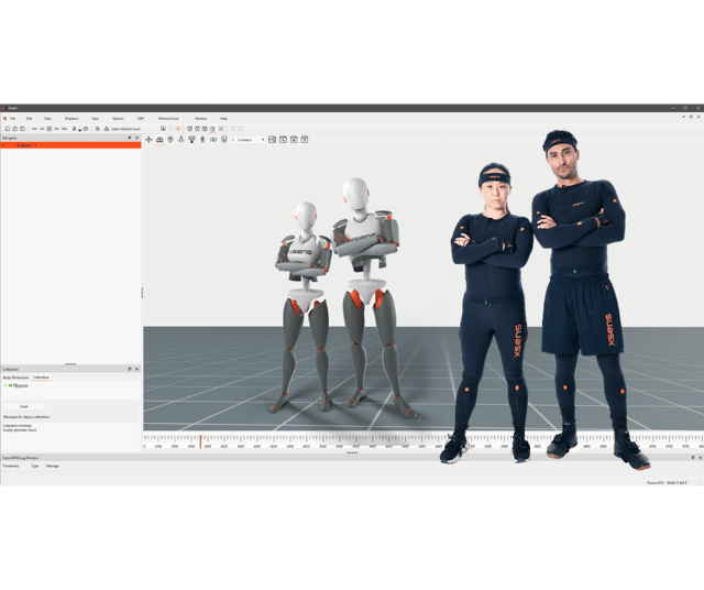 Mocap models standing in software with avatars