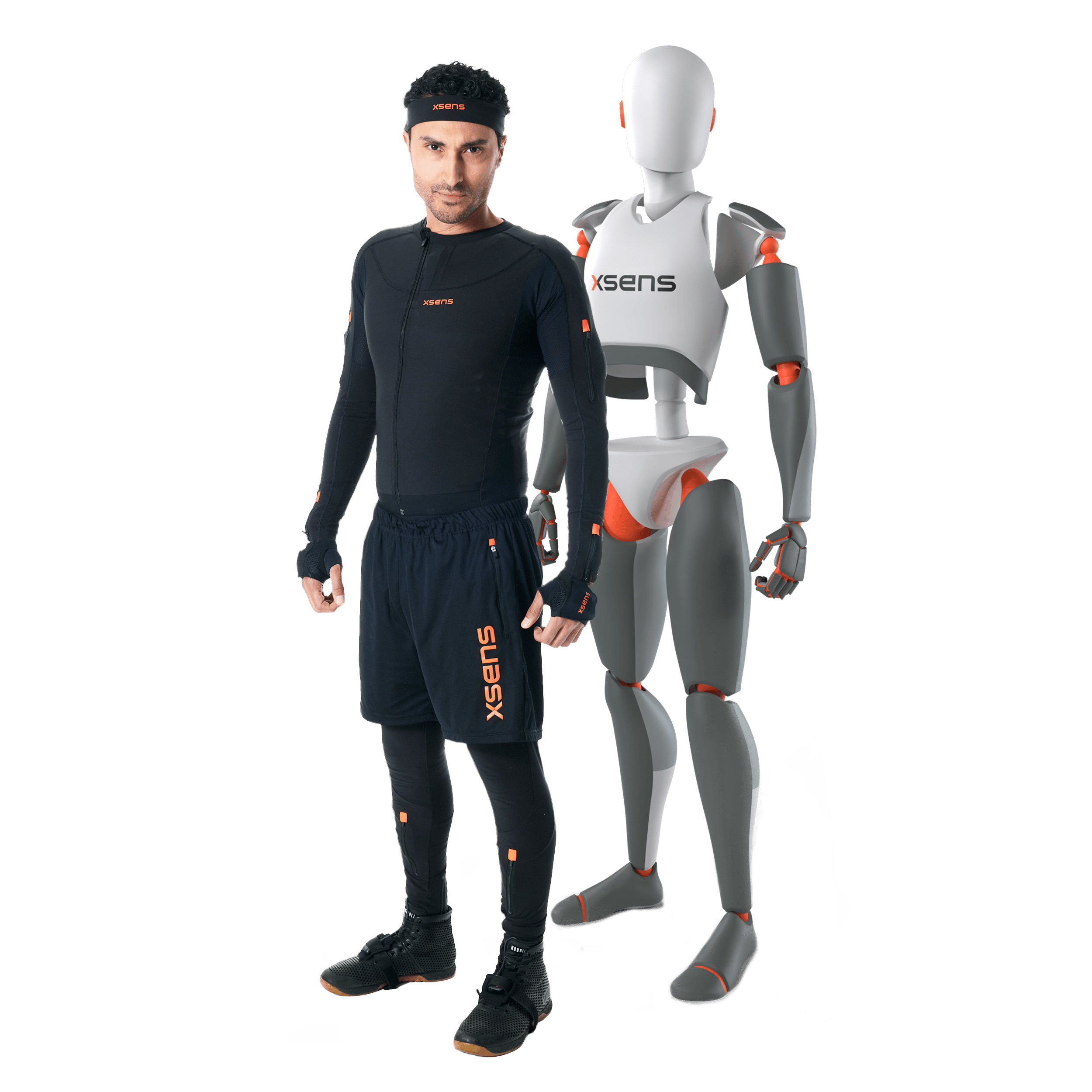 Male wearing Xsens Link alongside an avatar