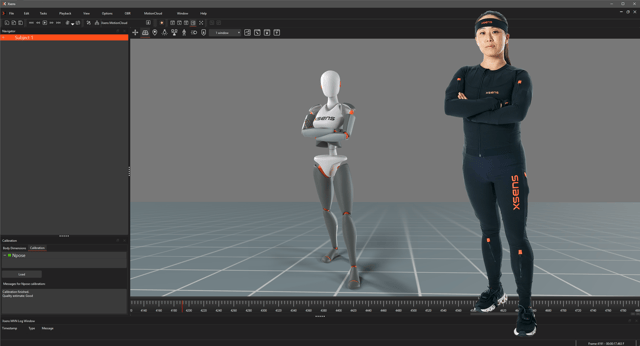 Xsens mocap software with model and avatar