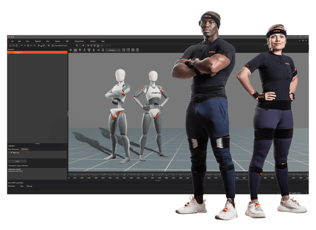 Xsens Analyze software with two figure in front