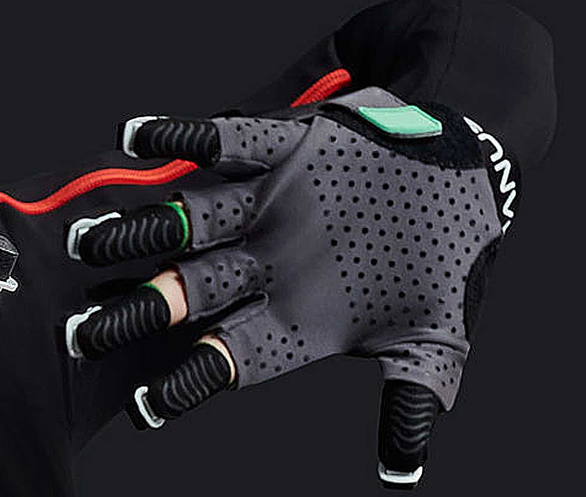 Close up of xsens glove showing the texture